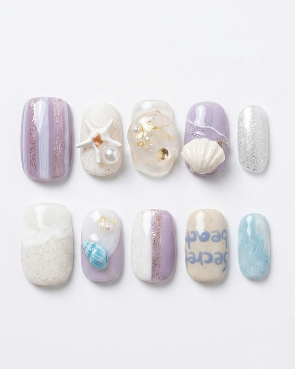 Press-on Nails — Short Squoval | Secret Beach | Nenelemon