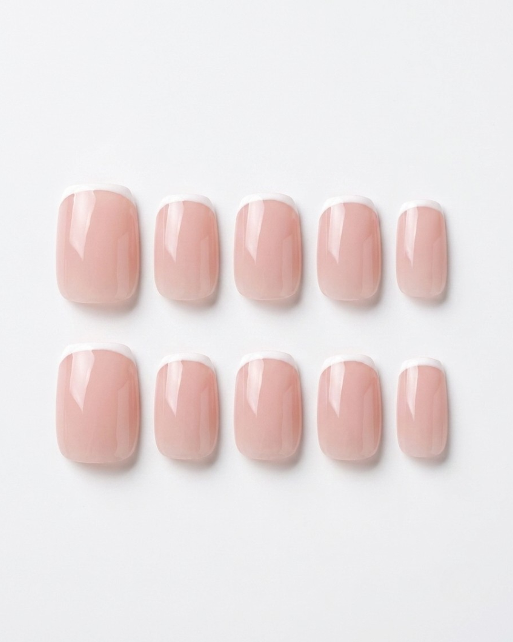 French Press-on Nails — Short Squoval | Purely French | Nenelemon