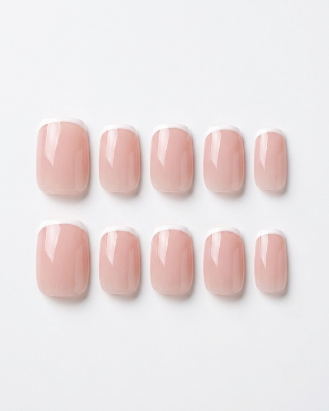 French Press-on Nails — Short Squoval | Purely French | Nenelemon