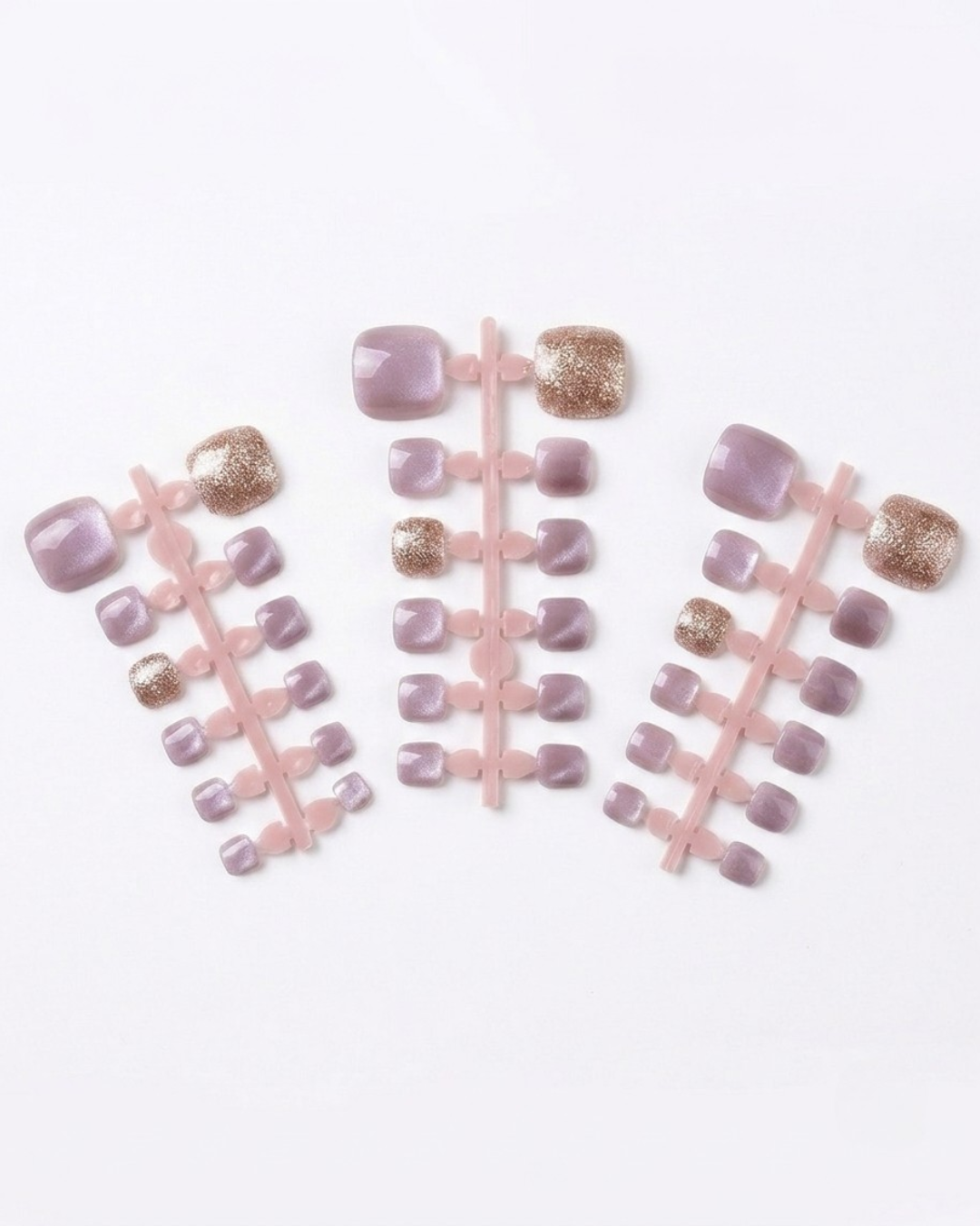 Cat-eye, press-on toenails, short squoval, soft gel, reusable