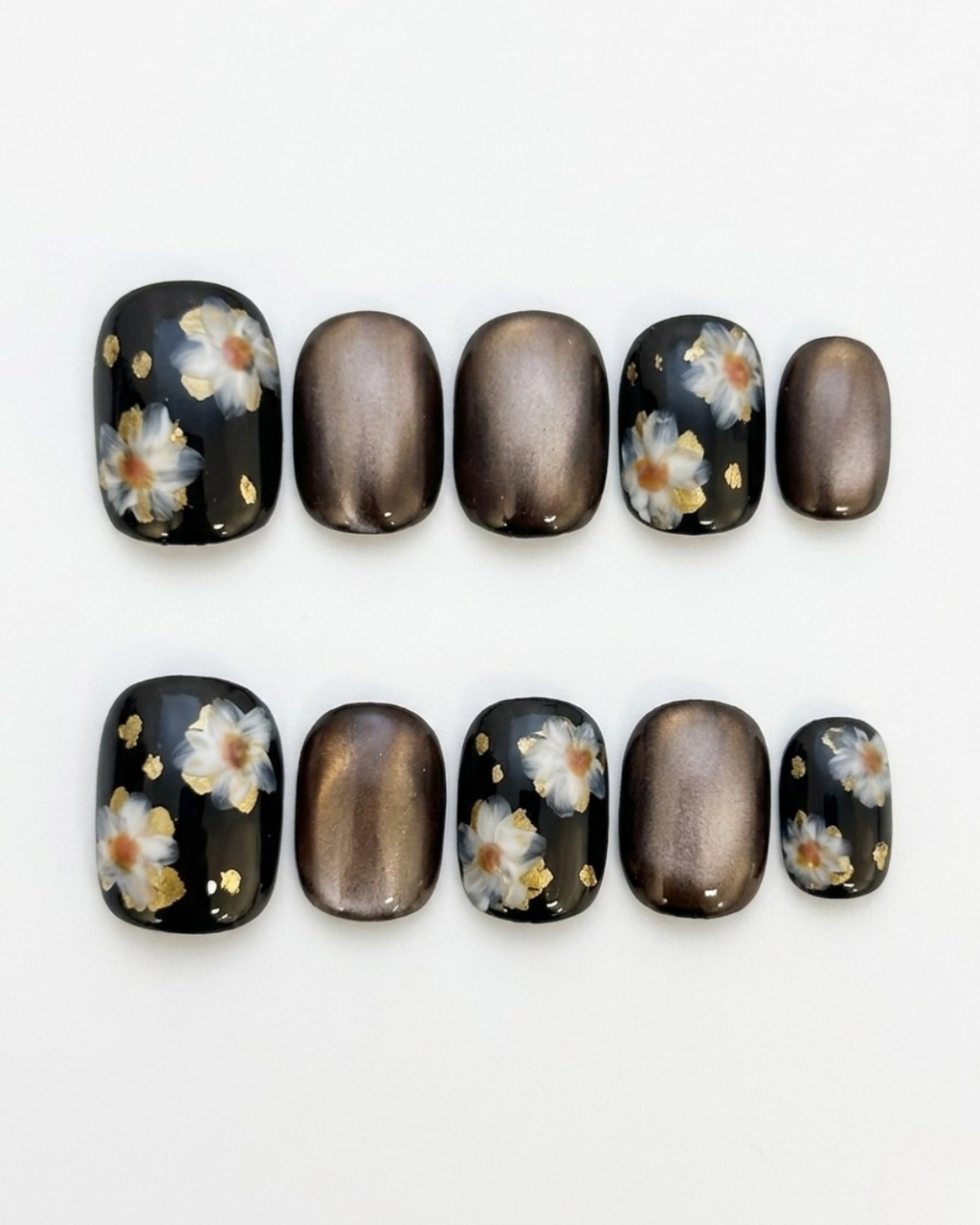 Cat-eye, press-on nails, short rounded, soft gel, reusable