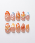 Press-on nails, short almond, soft gel, reusable, 3D