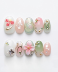 Press-on nails, short oval, soft gel, reusable, 3D