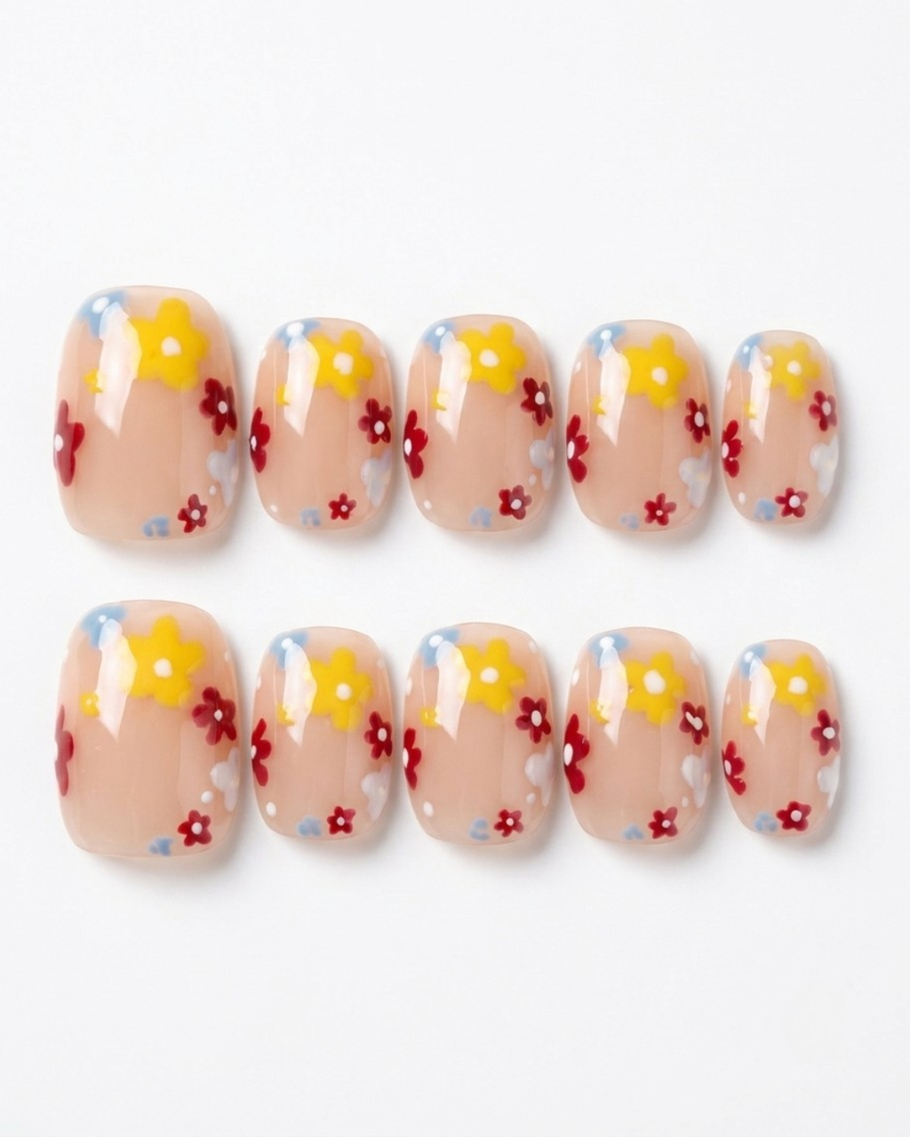 Press-on nails, short squoval, soft gel, reusable, 3D