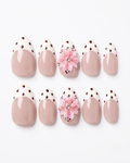 French, press-on nails, short almond, soft gel, reusable, 3D