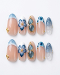 Press-on nails, short almond, soft gel, reusable, 3D