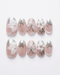 Press-on nails, short oval, soft gel, reusable, 3D