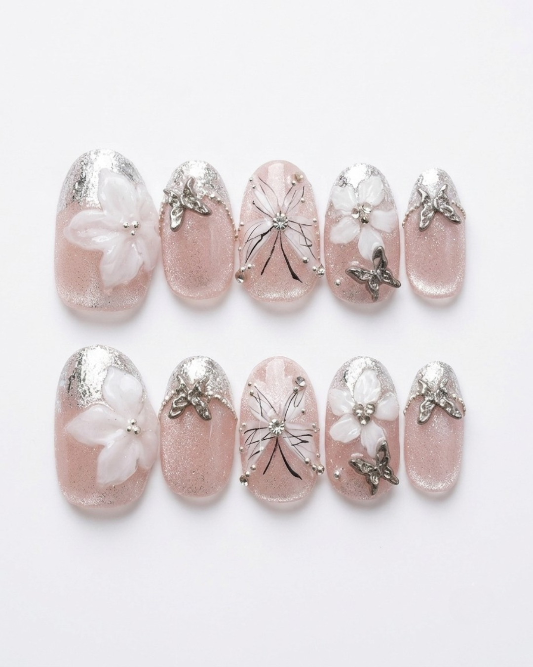 Press-on nails, short oval, soft gel, reusable, 3D