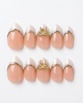 French, press-on nails, short almond, soft gel, reusable, 3D