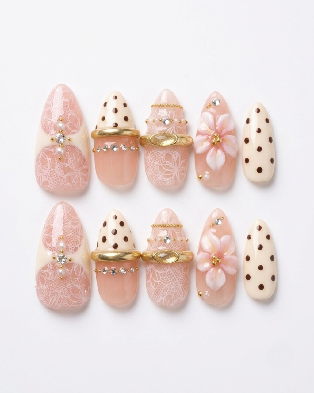 Press-on nails, short almond, soft gel, reusable, 3D