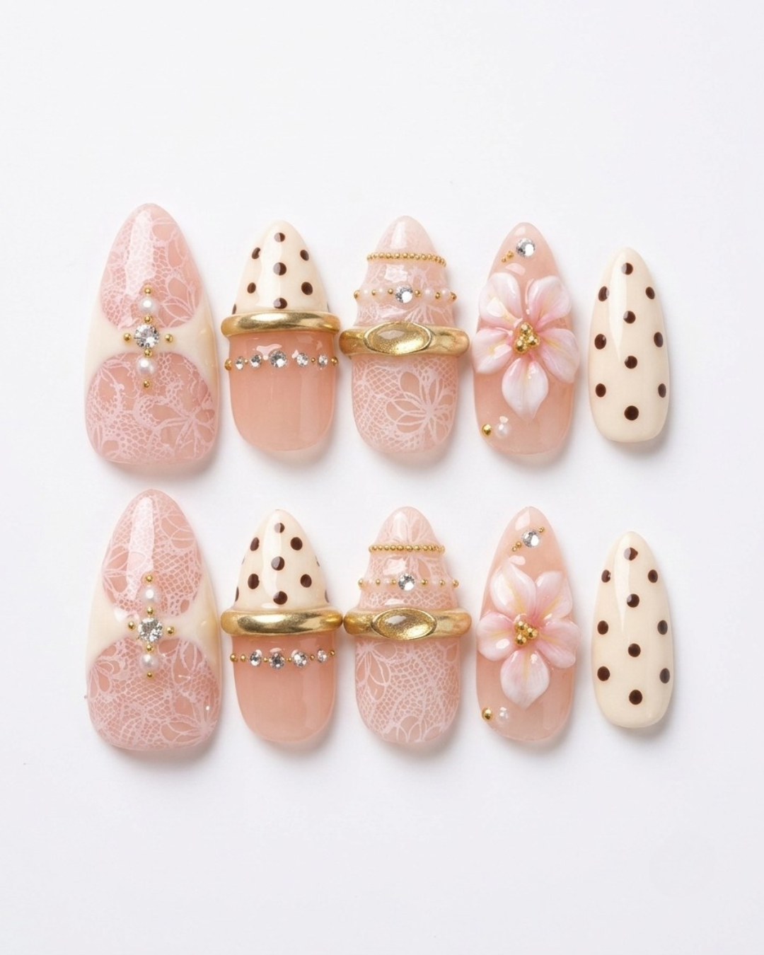 Press-on nails, short almond, soft gel, reusable, 3D