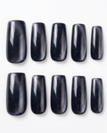 Dark purple, cat-eye, press-on nails, medium-long coffin, soft gel, reusable
