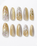 Cat-eye, press-on nails, medium oval, soft gel, reusable, 3D