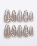 Cat-eye, press-on nails, medium almond, soft gel, reusable