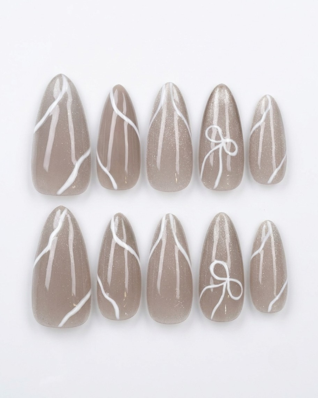 Cat-eye, press-on nails, medium almond, soft gel, reusable
