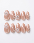 Rosy taupe, cat-eye, press-on nails, short almond, soft gel, reusable, 3D