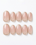 Blush pink, cat-eye, press-on nails, short oval, soft gel, reusable