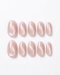 Blush pink, cat-eye, press-on nails, short oval, soft gel, reusable