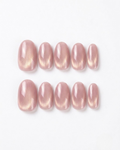 Rose gold, cat-eye, press-on nails, short oval, soft gel, reusable