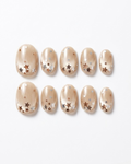 Champagne gold, cat-eye, press-on nails, short squoval, soft gel, reusable
