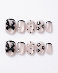 Cat-eye, press-on nails, short round, soft gel, reusable, 3D