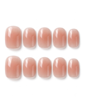Soft peach, cat-eye, press-on nails, short round, soft gel, reusable