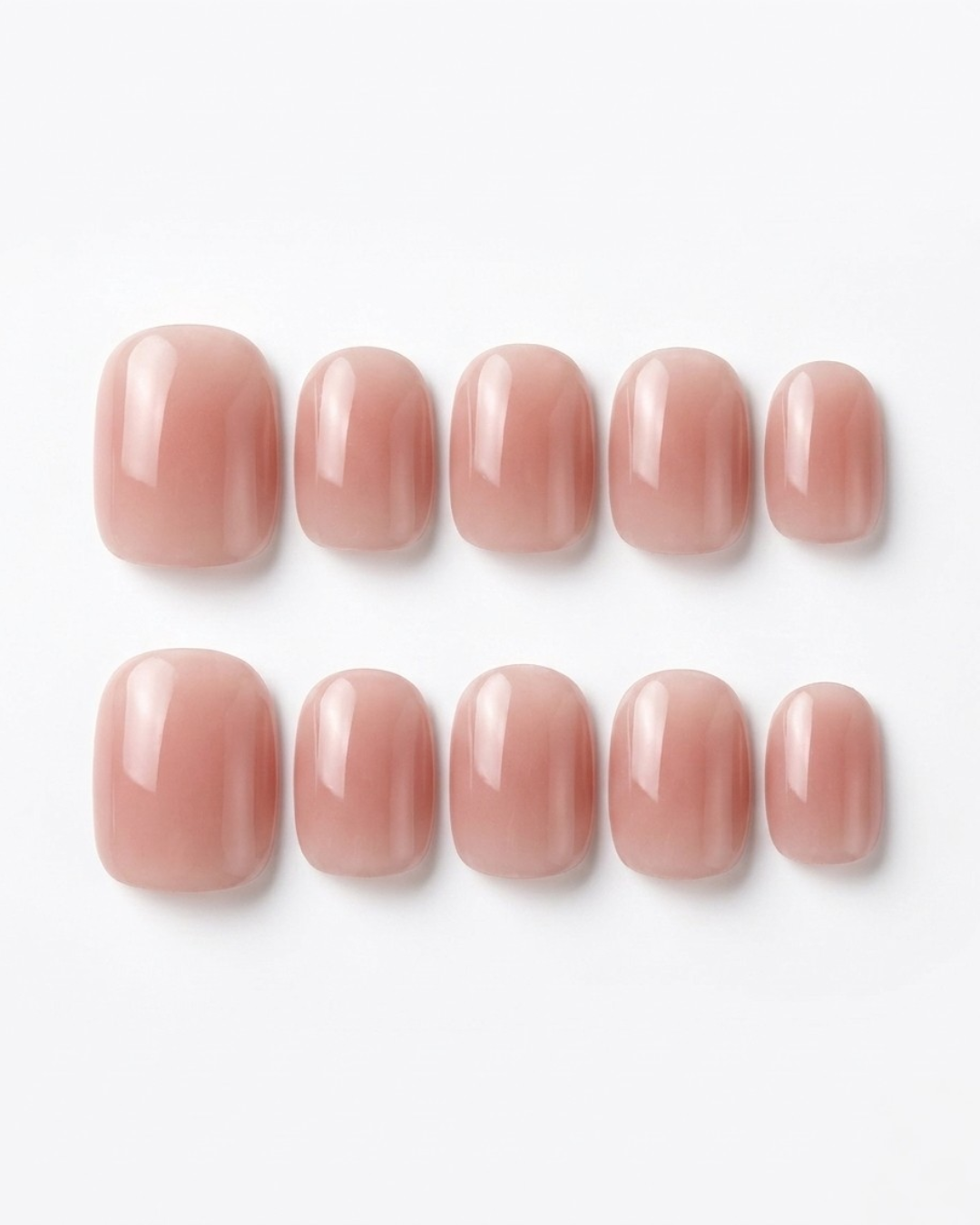 Blush pink, cat-eye, press-on nails, short round, soft gel, reusable
