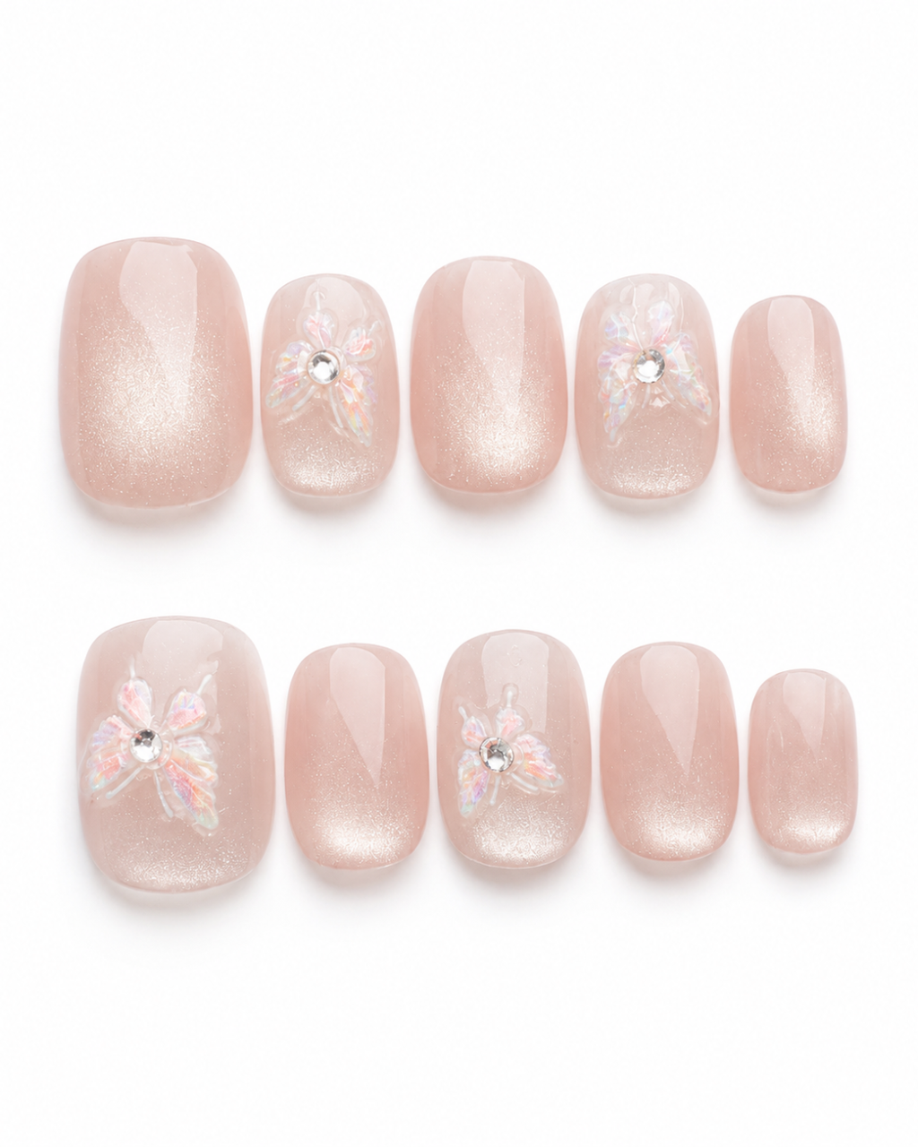 Cat-eye, press-on nails, short squoval, soft gel, reusable, 3D
