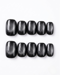 Black, cat-eye, press-on nails, short squoval, soft gel, reusable