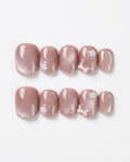 Dusty rose mauve, cat-eye, press-on nails, short squoval, soft gel, reusable, 3D