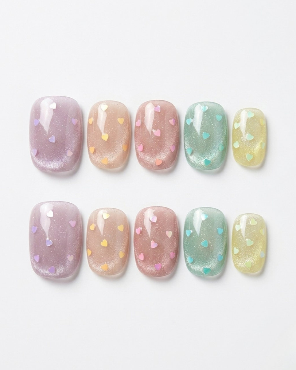 Cat-eye, press-on nails, short squoval, soft gel, reusable