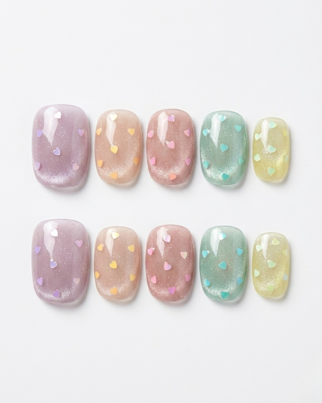 Cat-eye, press-on nails, short squoval, soft gel, reusable