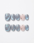 Cat-eye, press-on nails, short squoval, soft gel, reusable, 3D