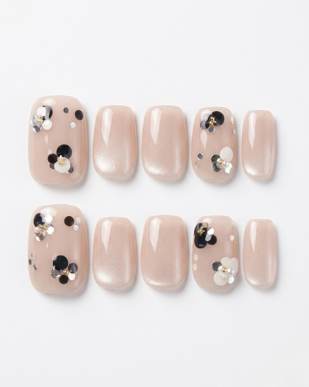 Cat-eye, press-on nails, short squoval, soft gel, reusable