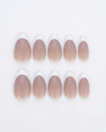 French, press-on nails, short almond, soft gel, reusable