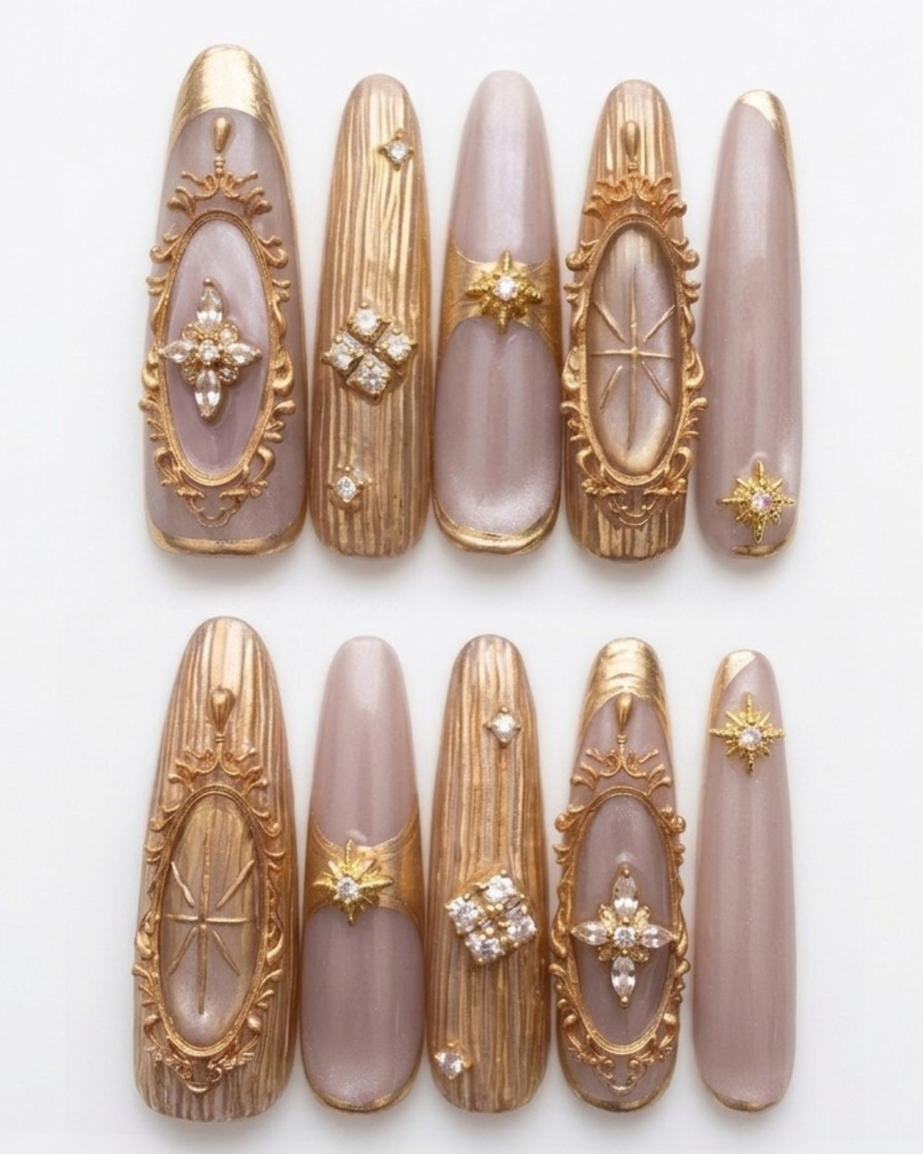 Press-on nails, extra long almond, soft gel, reusable, 3D