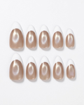French, cat-eye, press-on nails, medium almond, soft gel, reusable