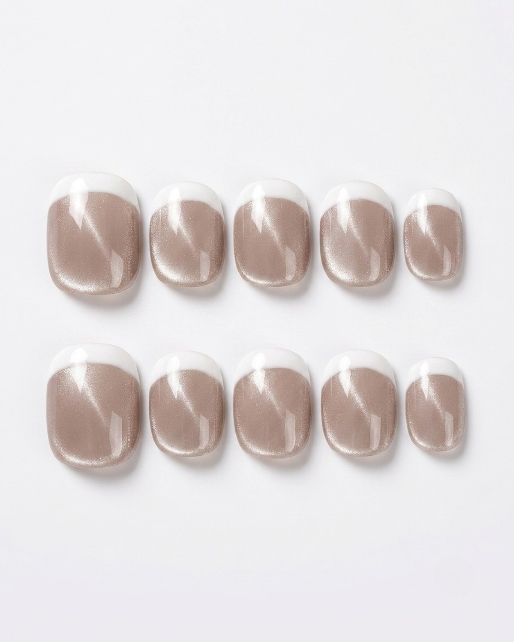 French, cat-eye, press-on nails, short round, soft gel, reusable