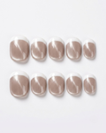 French, cat-eye, press-on nails, short round, soft gel, reusable