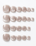 Nude-taupe, french, cat-eye, press-on toenails, short squoval, soft gel, reusable