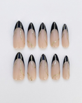French, press-on nails, long almond, soft gel, reusable