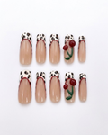 French_press-on nails, long square, soft gel, reusable, 3D