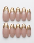 French, press-on nails, medium almond, soft gel, reusable, 3D