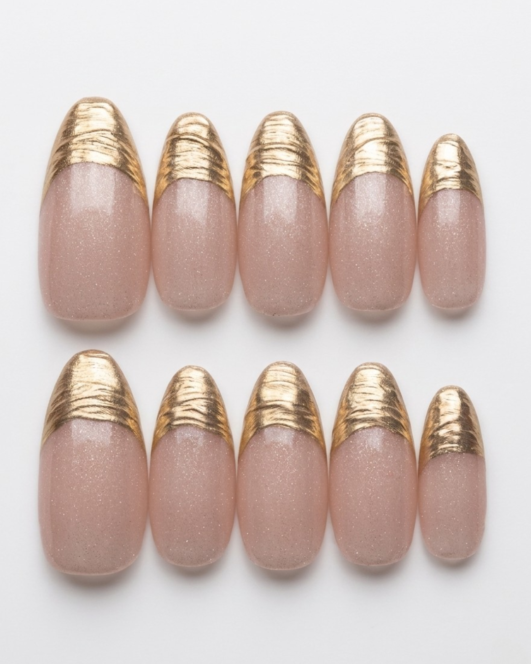 French, press-on nails, medium almond, soft gel, reusable, 3D