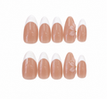 French, press-on nails, medium almond, soft gel, reusable, 3D