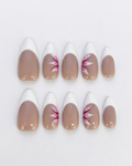 French, press-on nails, medium almond, soft gel, reusable, 3D