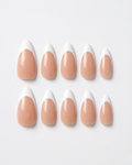 French, press-on nails, medium almond, soft gel, reusable, 3D