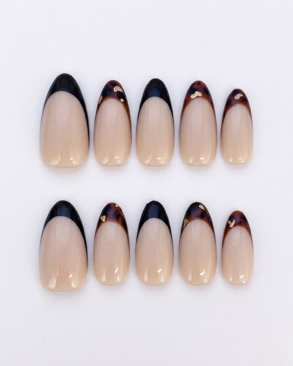 French, press-on nails, medium almond, soft gel, reusable