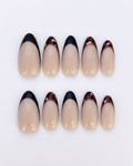 French, press-on nails, medium almond, soft gel, reusable