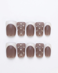 Mauve, french, press-on nails, medium flare, soft gel, reusable